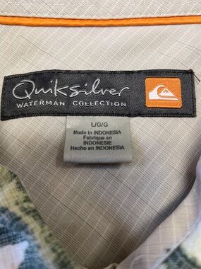 Quiksilver Waterman Button-Up Shirt - Cream with Orange Accent